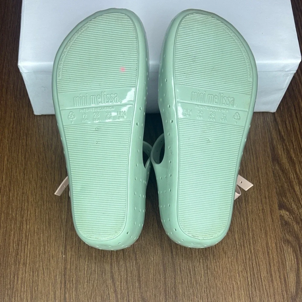 Mini Melissa Jelly Mary Jane Shoes Bow Mint Pink Girls Size 12